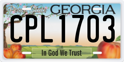 GA license plate CPL1703
