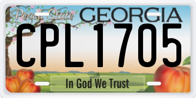 GA license plate CPL1705