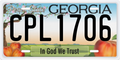 GA license plate CPL1706
