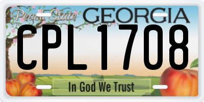 GA license plate CPL1708