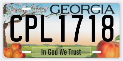 GA license plate CPL1718