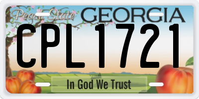 GA license plate CPL1721