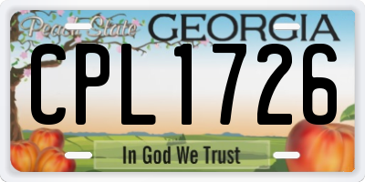 GA license plate CPL1726