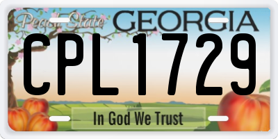 GA license plate CPL1729