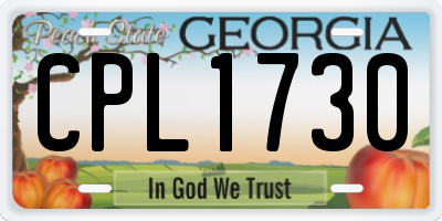 GA license plate CPL1730