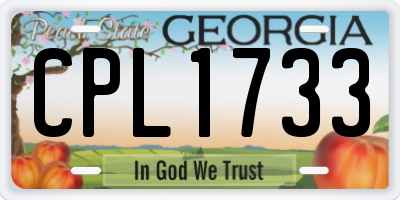 GA license plate CPL1733