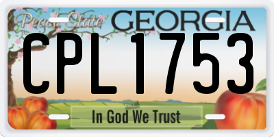 GA license plate CPL1753