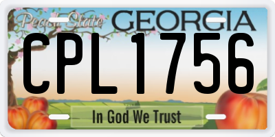 GA license plate CPL1756