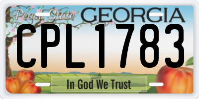 GA license plate CPL1783