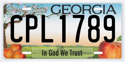 GA license plate CPL1789