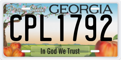 GA license plate CPL1792