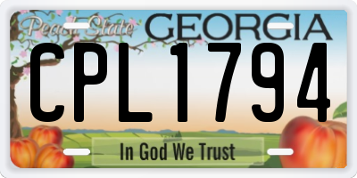 GA license plate CPL1794
