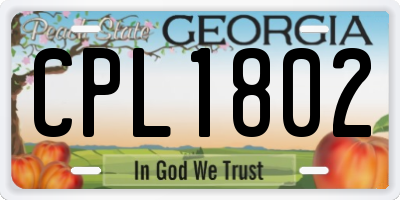 GA license plate CPL1802