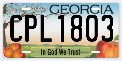 GA license plate CPL1803