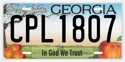 GA license plate CPL1807