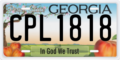 GA license plate CPL1818