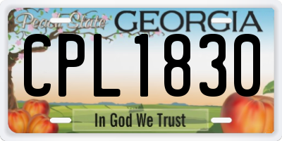 GA license plate CPL1830