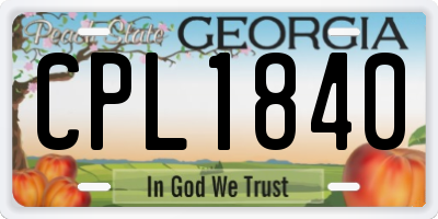 GA license plate CPL1840