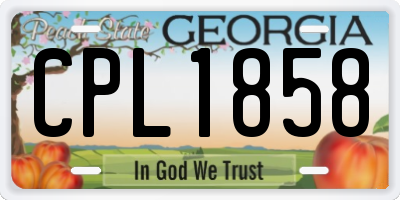 GA license plate CPL1858