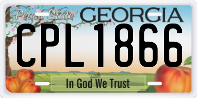 GA license plate CPL1866