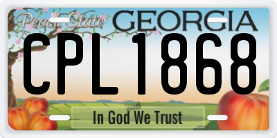 GA license plate CPL1868
