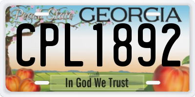 GA license plate CPL1892