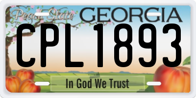 GA license plate CPL1893