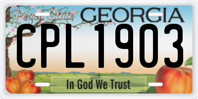 GA license plate CPL1903