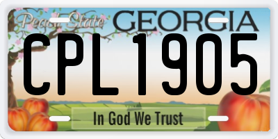 GA license plate CPL1905