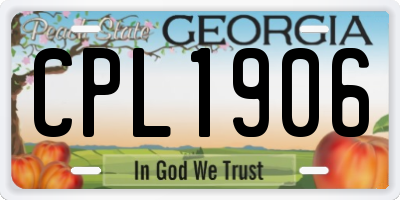 GA license plate CPL1906