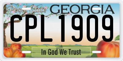 GA license plate CPL1909