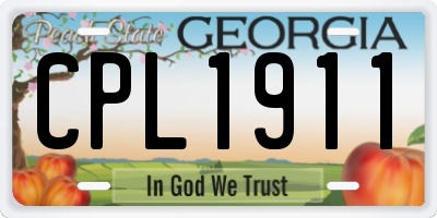 GA license plate CPL1911