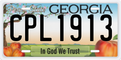 GA license plate CPL1913