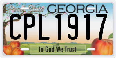 GA license plate CPL1917