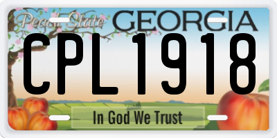 GA license plate CPL1918