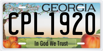 GA license plate CPL1920
