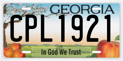 GA license plate CPL1921