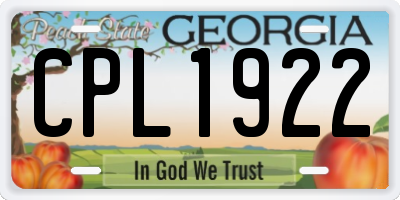 GA license plate CPL1922