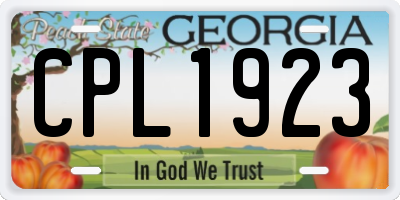GA license plate CPL1923