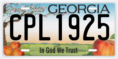 GA license plate CPL1925