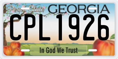 GA license plate CPL1926