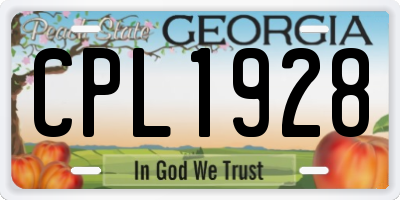 GA license plate CPL1928