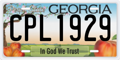 GA license plate CPL1929