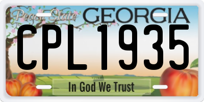 GA license plate CPL1935