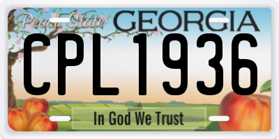 GA license plate CPL1936