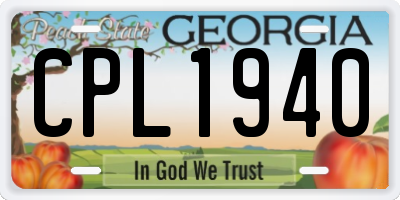 GA license plate CPL1940