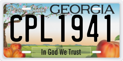 GA license plate CPL1941