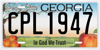 GA license plate CPL1947