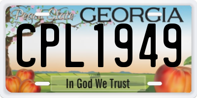 GA license plate CPL1949
