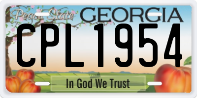 GA license plate CPL1954